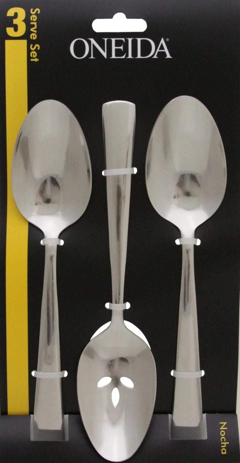 Oneida Nocha Everyday Flatware Serving Spoons, Set of 3 18/0 Stainless Steel, Silverware Set - Image 3